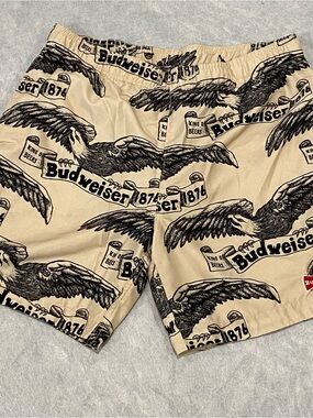Budweiser Tan King of Beers Swim Trunks summer fun Pacsun sz medium